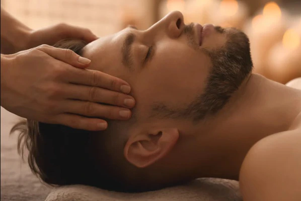 A man receiving a Spada Signature Facial.