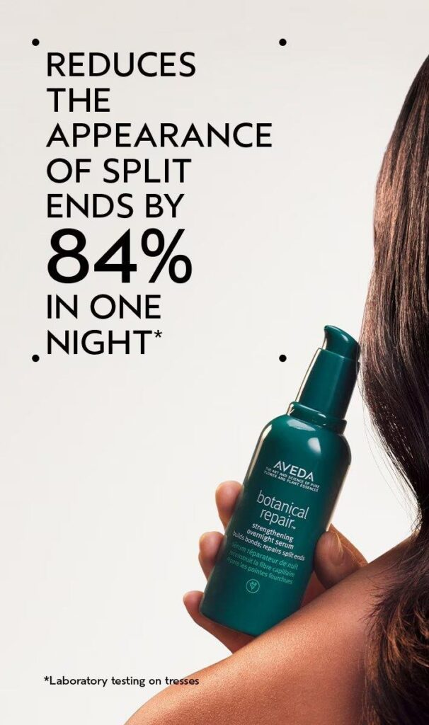 Reduces the appearance of split ends by 84% in one night.*